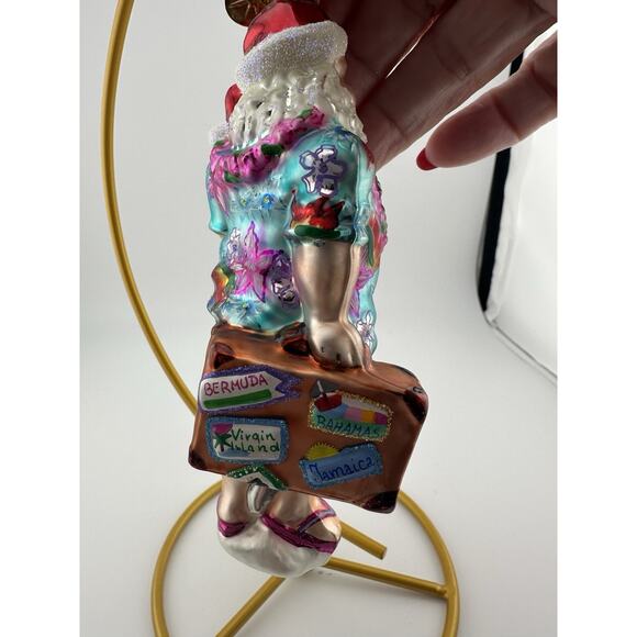 Christopher Radko "Vacation Santa" Hand Blown Glass Ornament 6 Inches - Picture 4 of 6